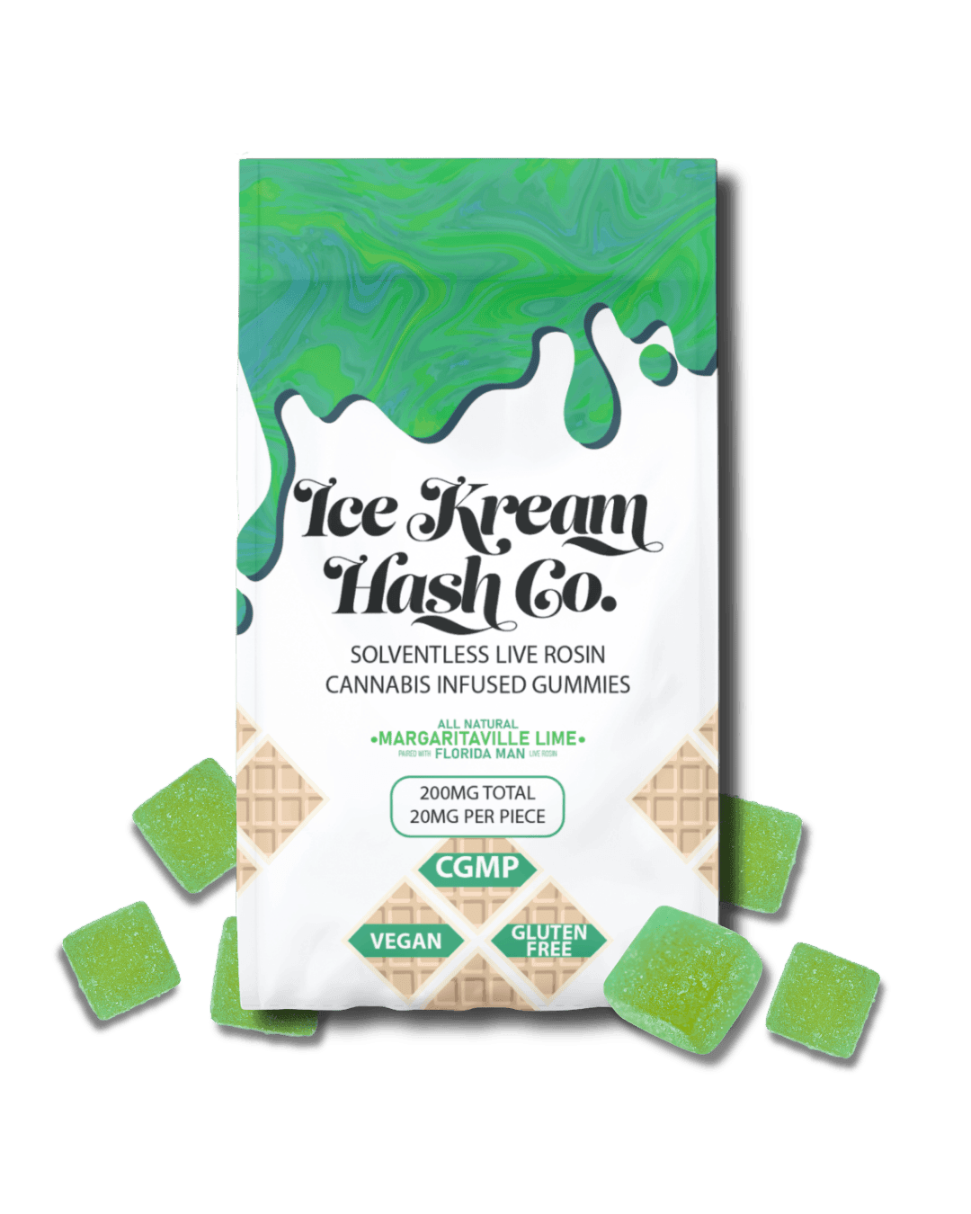 ICE KREAM HASH CO. | MARGARITAVILLE LIME | HYBRID |  LIVE ROSIN GUMMY | 200MG | REC - Main view