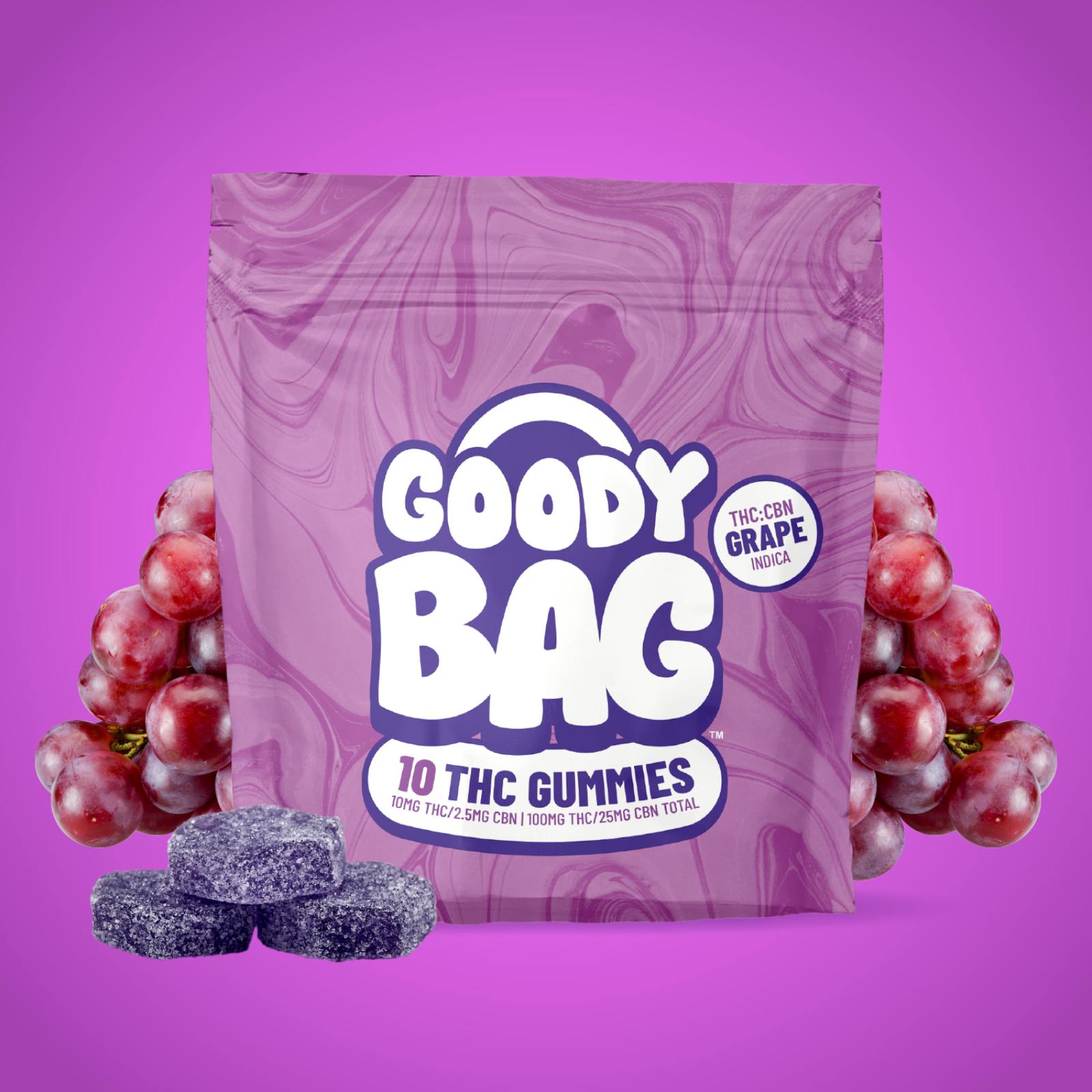 GOODY BAG | GOODNIGHT GRAPE | GUMMIES | INDICA | 200MG | Rec - Main view