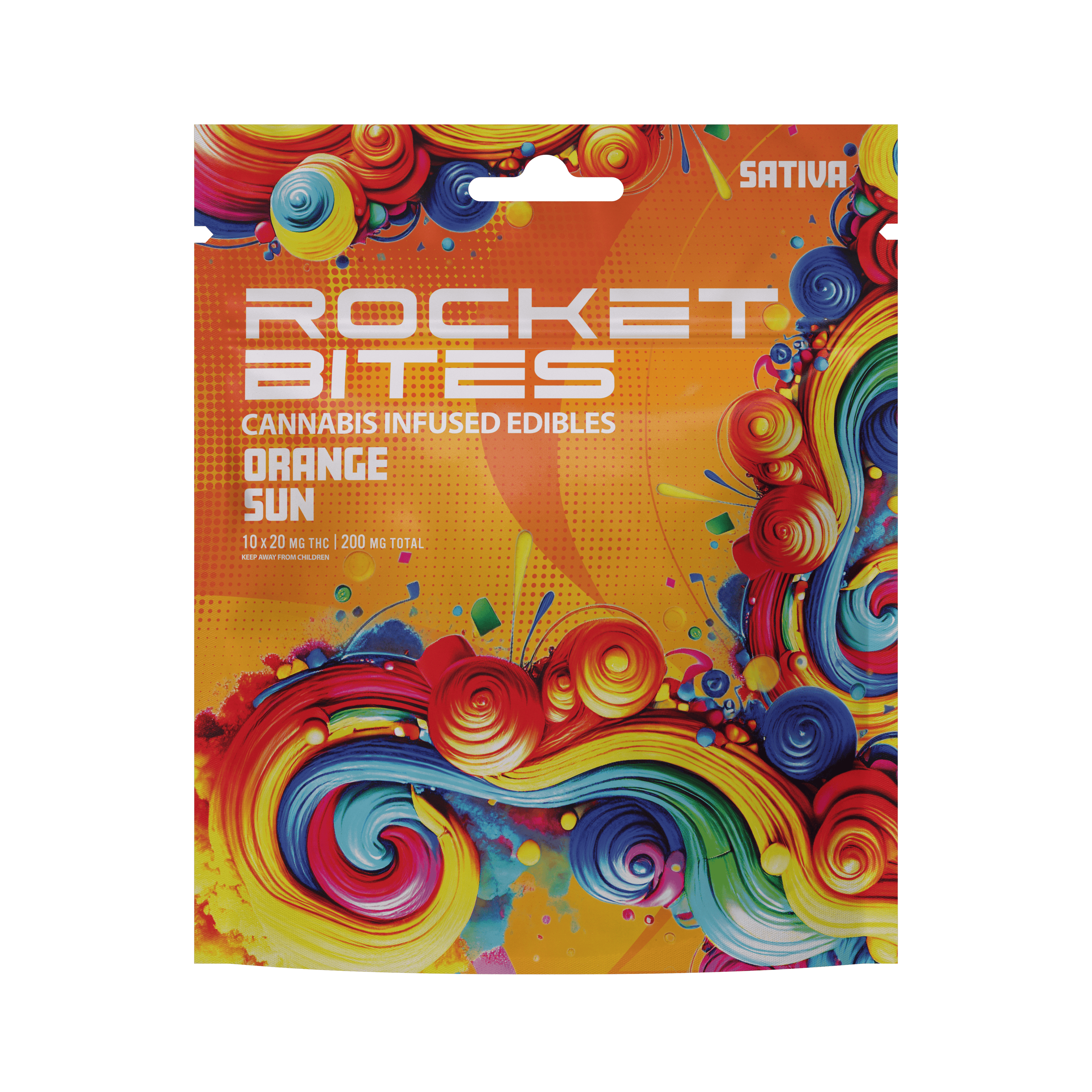 ROCKET BITES | ORANGE SUN | SATIVA | GUMMIES | 200MG | REC - Main view