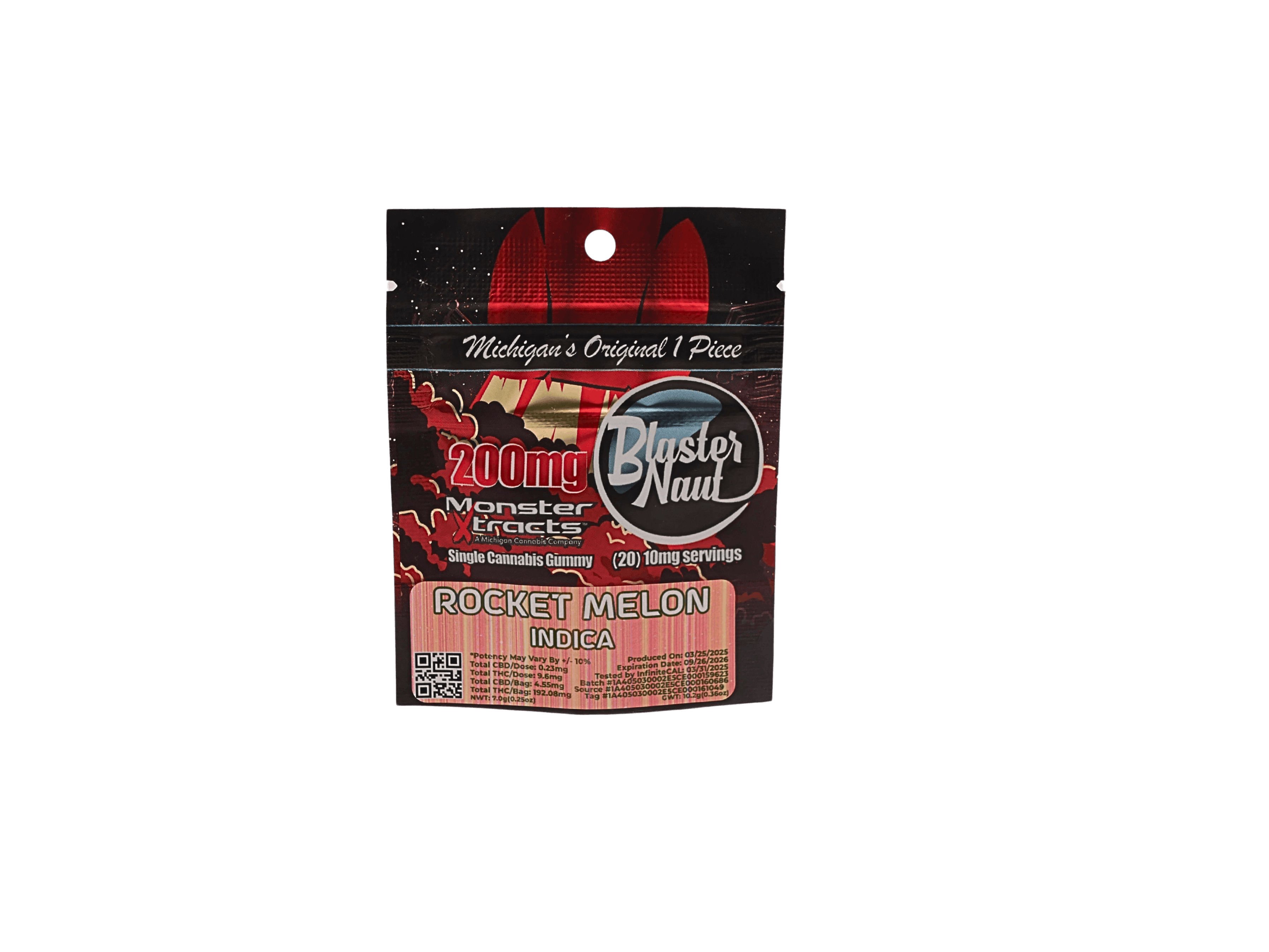 BLASTER NAUT | ROCKET MELON | INDICA | GUMMIES | 200MG | REC - Main view