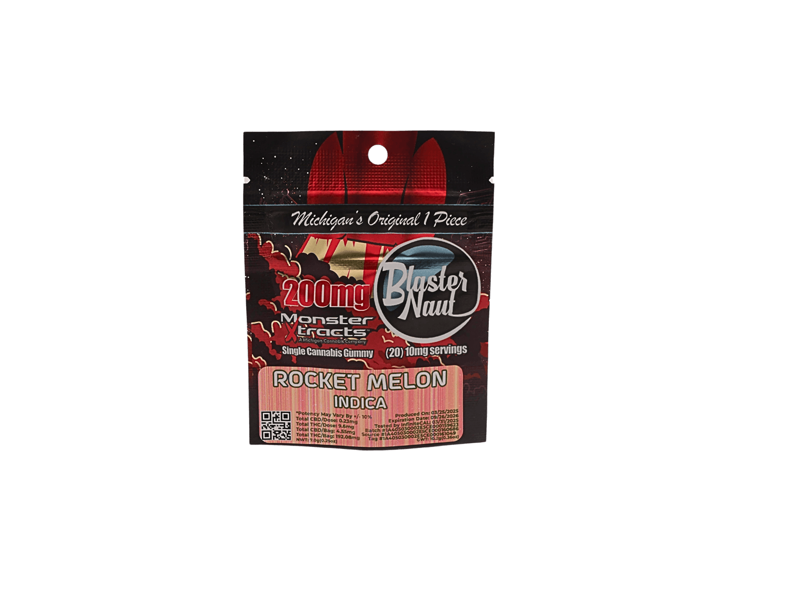 BLASTER NAUT | ROCKET MELON | INDICA | GUMMIES | 200MG | REC - Main view