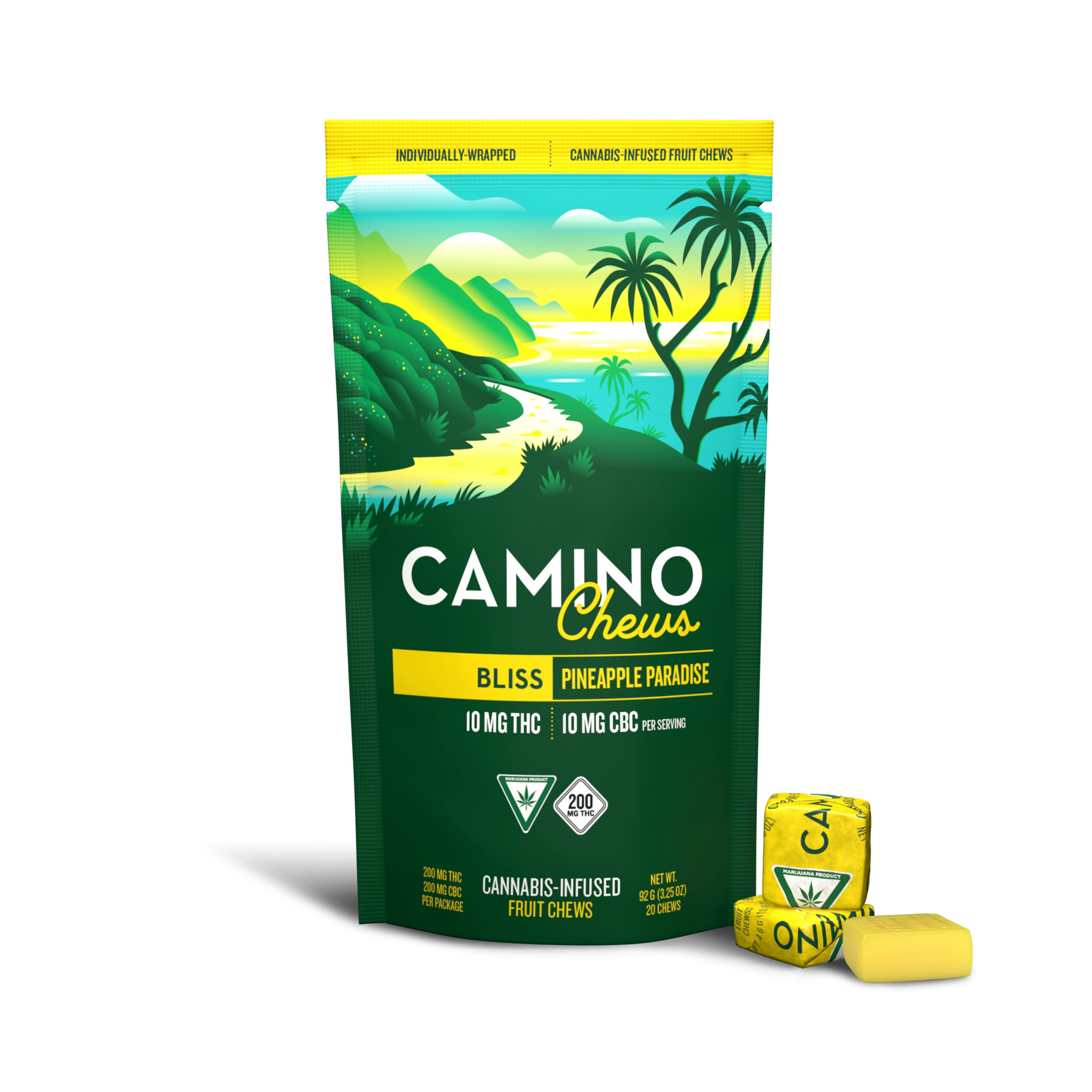 CAMINO CHEWS | BLISS | PINEAPPLE PARADISE | FRUIT CHEWS | 200:200MG | REC - Main view