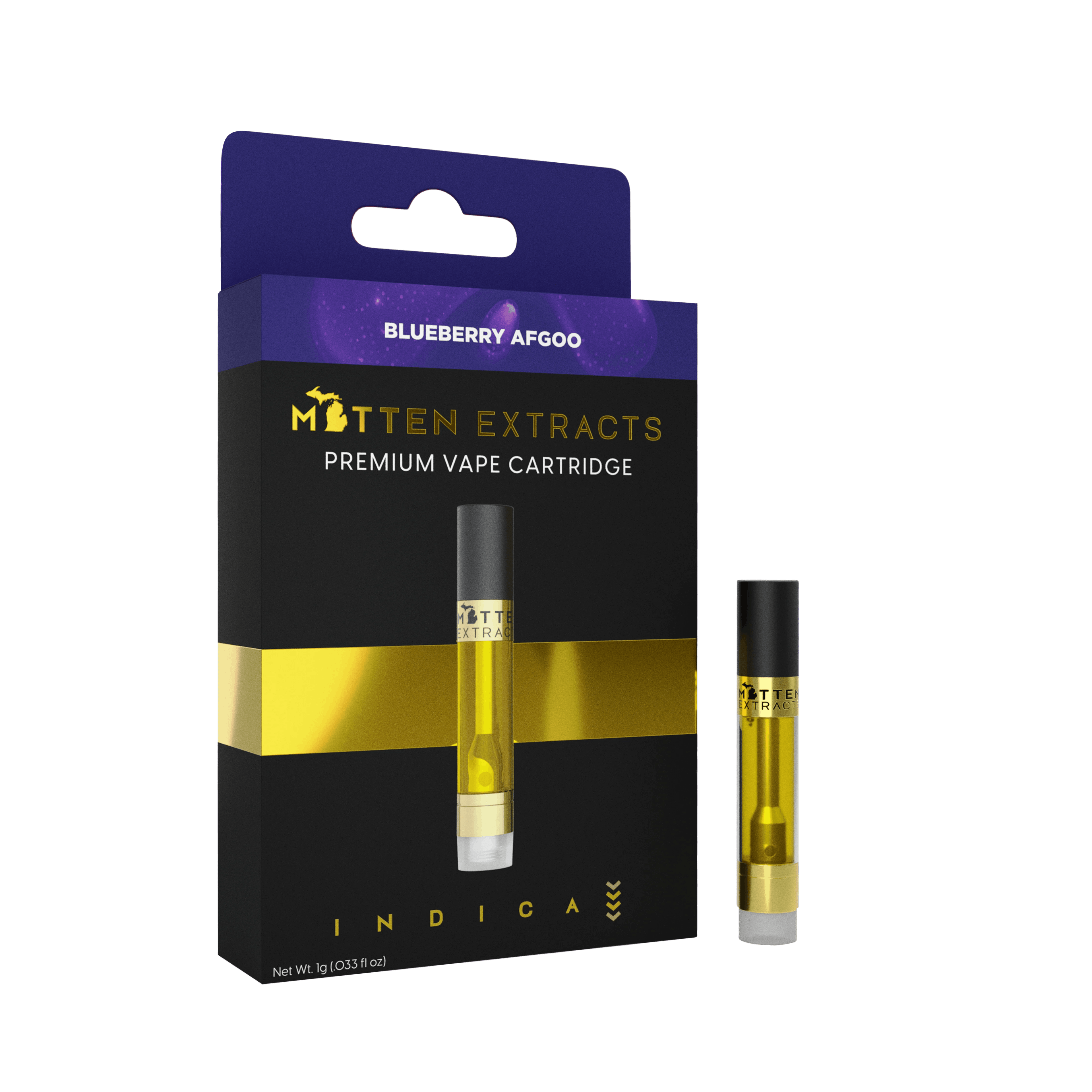 Mitten | Blueberry Afgoo | Indica | 510 Vape Cartridge | REC - Main view