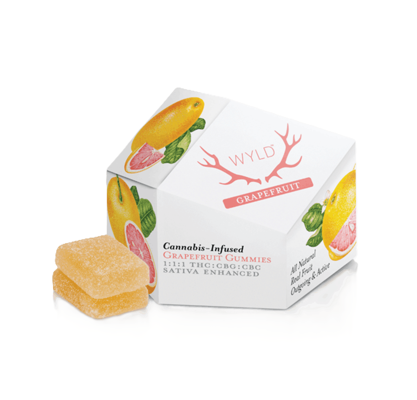WYLD | GRAPEFRUIT | SATIVA | 200MG THC: 100MG CBG: 100MG CBD | GUMMIES | REC - Main view