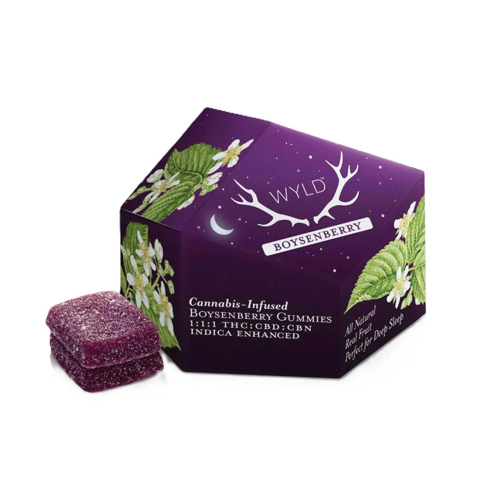 Wyld | Boysenberry Gummies | Indica | 200MGTHC:100MGCBD:100MG CDN | REC - Main view
