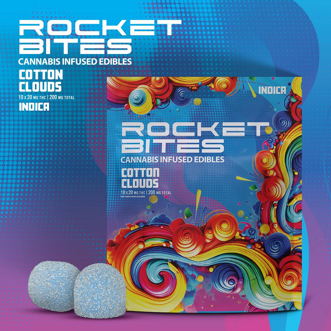 ROCKET | ROCKET BITES COTTON CLOUDS | INDICA | GUMMIES | 200MG | REC - Main view