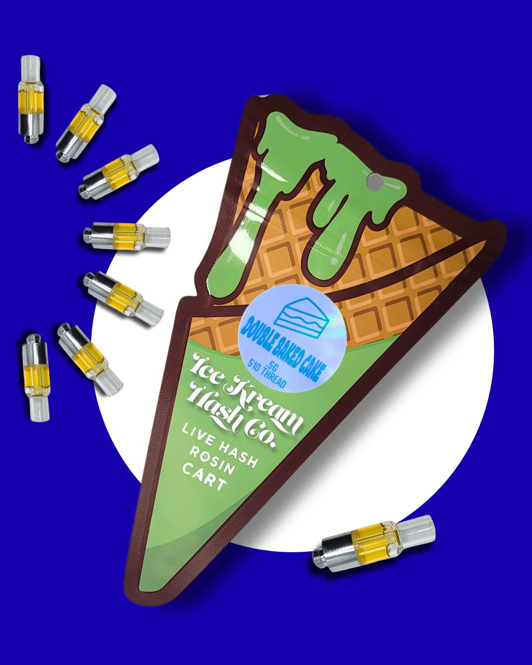 ICE KREAM HASH CO. | DOUBLE BAKE CAKE | INDICA | LIVE ROSIN | 510 CARTRIDGE | .5G | REC - Main view